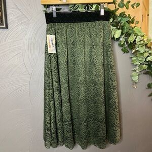 New LulaRoe Lola Green Lace A-Line‎ Skirt